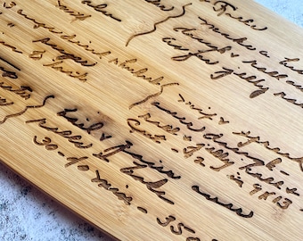 Personalized Handwritten Recipe Bamboo Cutting Board