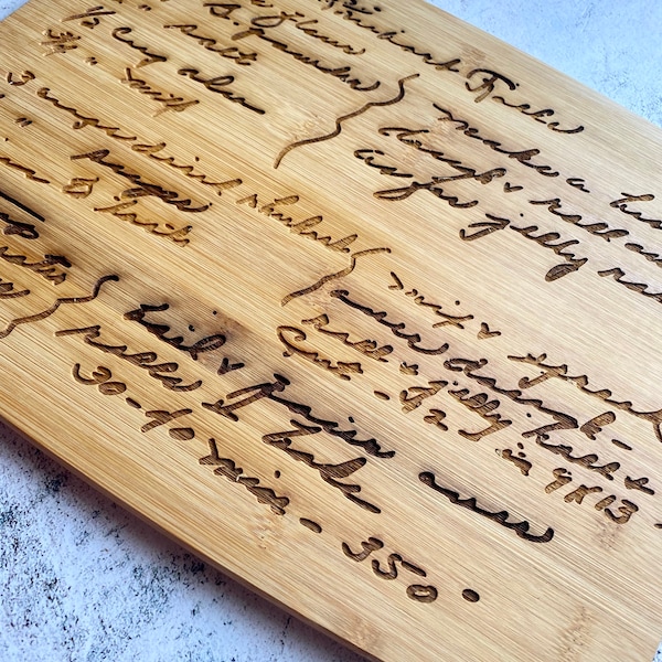 Personalized Handwritten Recipe Bamboo Cutting Board