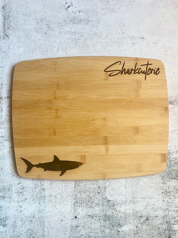 Sharkcuterie Board, Bamboo Cutting Board, Custom Bamboo Cutting Board,  Engraved Cutting Board, Funny Cutting Board, Gift Idea, Shark Theme 