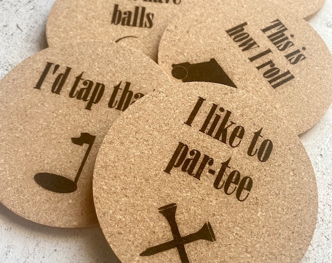 Funny Golf Themed Cork Coasters Set