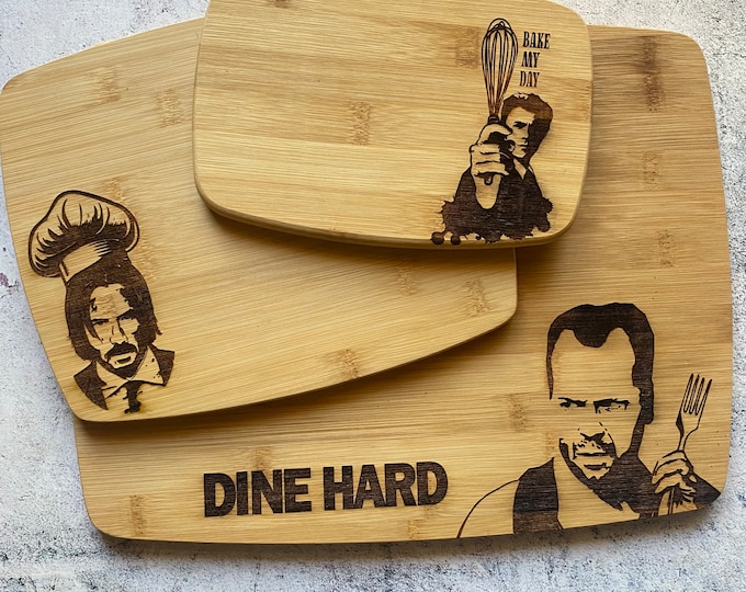 Action Movie Cutting Board Set of Three Engraved Bamboo Cutting Boards