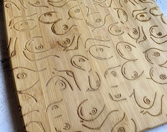 Charbooberie Bamboo Cutting Board, Boob Engraved Cutting Board