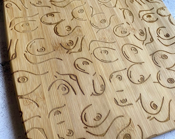 Charbooberie Bamboo Cutting Board, Boob Engraved Cutting Board