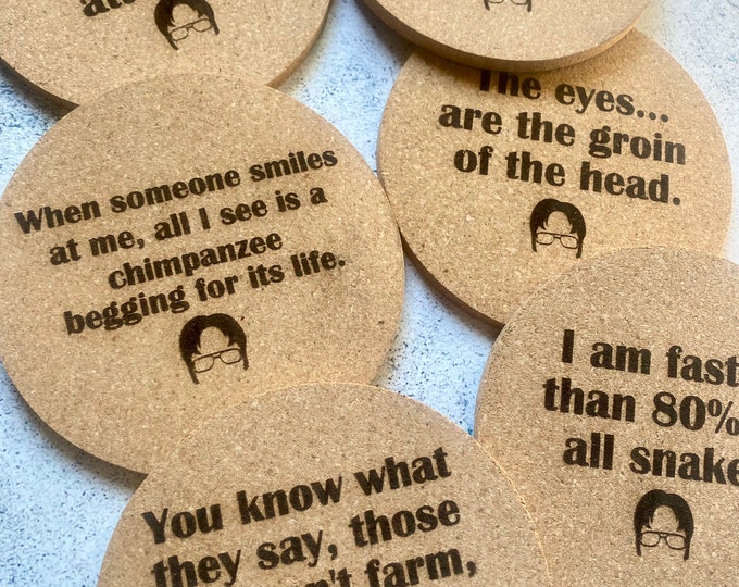 The Office, Dwight Schrute Quote Cork Coasters Set of Six