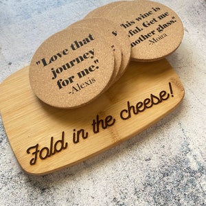 Small Schitt’s Creek Gift Set With Cutting Board and Coasters