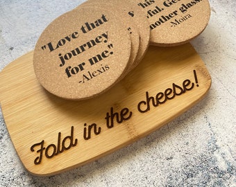 Small Schitt’s Creek Gift Set With Cutting Board and Coasters