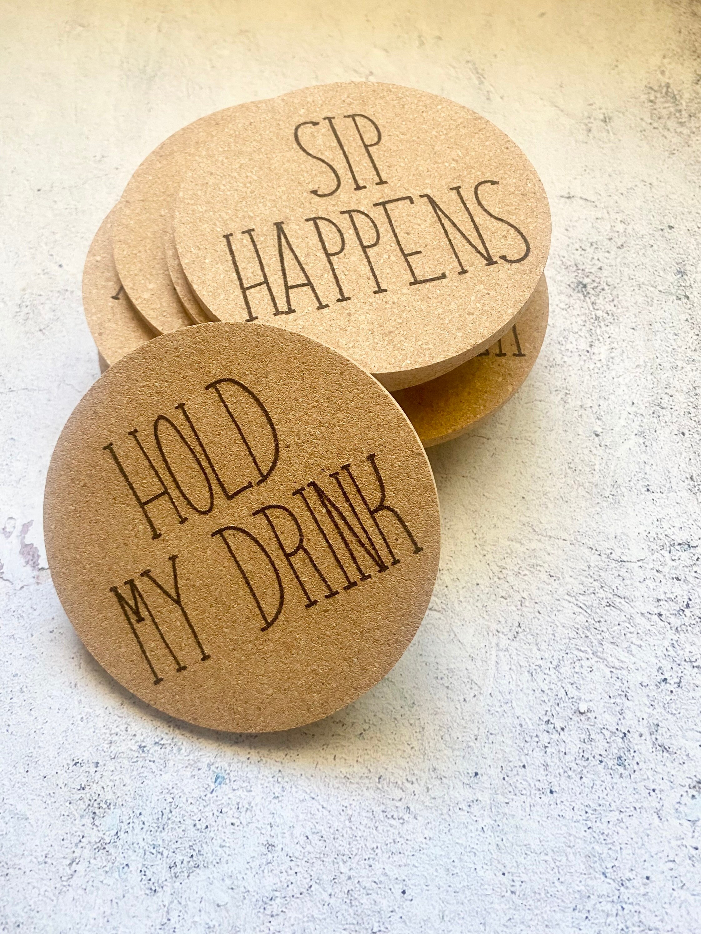 Personalized Cork Coasters for Drinks Set of 4 Customized Funny