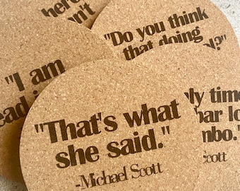 The Office Michael Scott Quote Cork Coaster Set of Six