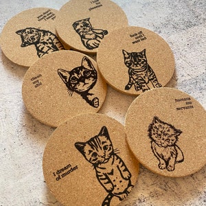 Evil Cats Cork Coasters Set of Six