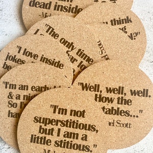 Set of Ten The Office, Michael Scott Quote Cork Coasters