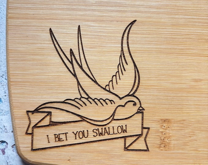 I Bet You Swallow Funny Bird Bamboo Cutting Board