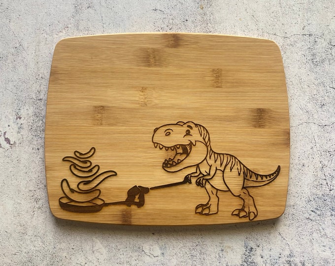 Dinosaur Cooking Pancakes Bamboo Cutting Board