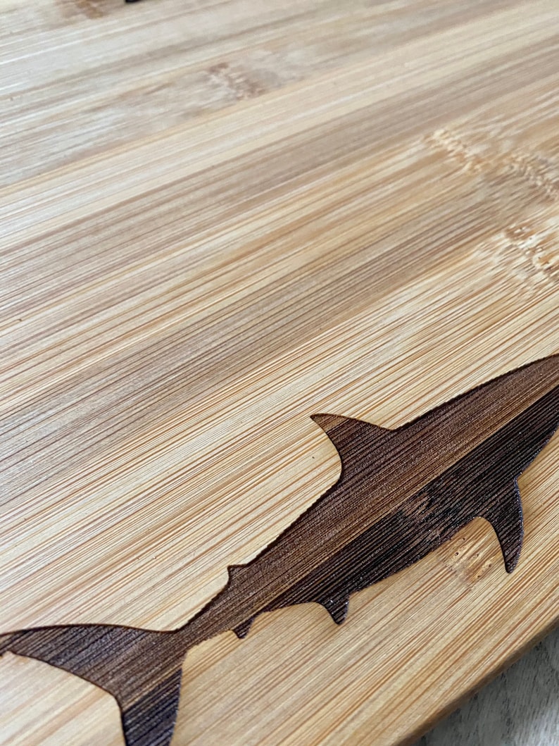 Shark Coochie Board Bamboo Cutting Board Custom Bamboo Etsy