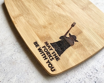 Yoda May The Forks Be With You, Star Wars Bamboo Cutting Board