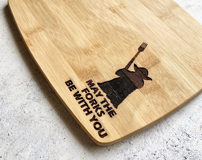 Yoda May The Forks Be With You, Star Wars Bamboo Cutting Board