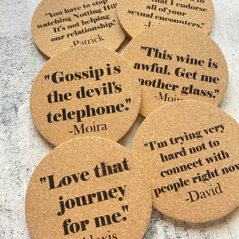 Set of Six Schitts Creek Cork Coasters image 1