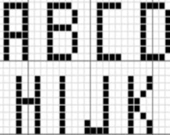 Minimalistische Digitaluhr Kreuzstich Schriftart