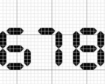 Digital Clock Cross Stitch Pattern