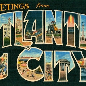 Atlantic City,  Atlantic City Postcard, postcard downloads,  New Jersey, New Jersey Postcard, Vintage Postcard, postcard printable, postcard
