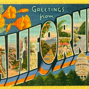 California-Postkarte, Souvenir Postkarte Ordner, Jahrgang California Postkarte, Souvenir Postkarte herunterladen, Souvenir Postkarte druckbare