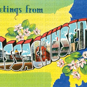 Massachusetts, cartão postal de Massachusetts, cartões postais de Massachusetts, cartões postais digitais, cartões postais de viagem, arte de parede de cartões postais, impressões de cartões postais