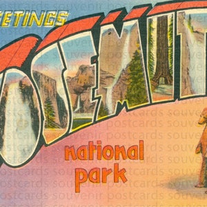 Yosemite, Yosemite Postcard, Vintage Yosemite Postcards, Yosemite Souvenirs, National Park Postcards, National Parks, National Park Posters