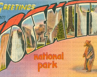 Yosemite, Yosemite carte postale, cartes postales Vintage Yosemite, Yosemite Souvenirs, cartes postales Parc National, parcs nationaux, affiches du Parc National