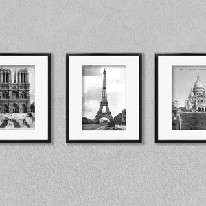 Decor de Paris, Paris noir et blanc, Paris carte postale, Art mural Paris, Paris monuments, Paris tirages, Vintage Paris, Art mural, cartes postales de voyage