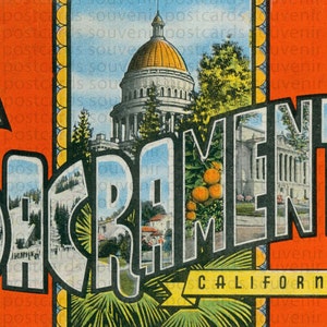 Sacramento, Sacramento cartolina, dichiari il capitale, stato capitale cartolina, Souvenir di Sacramento, Sacramento California, Sacramento arte