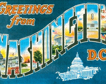 WashingtonDC, cartão postal de Washington DC, lembranças de Washington DC, arte vintage de Washington DC, arte de parede de WashingtonDC, download de WashingtonDC