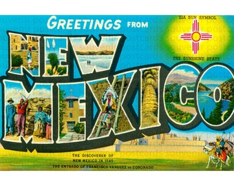 New Mexico, New Mexico Postcard, New Mexico State, New Mexico Postcard, Retro New Mexico Art, New Mexico Print, New Mexico Download, NM Art