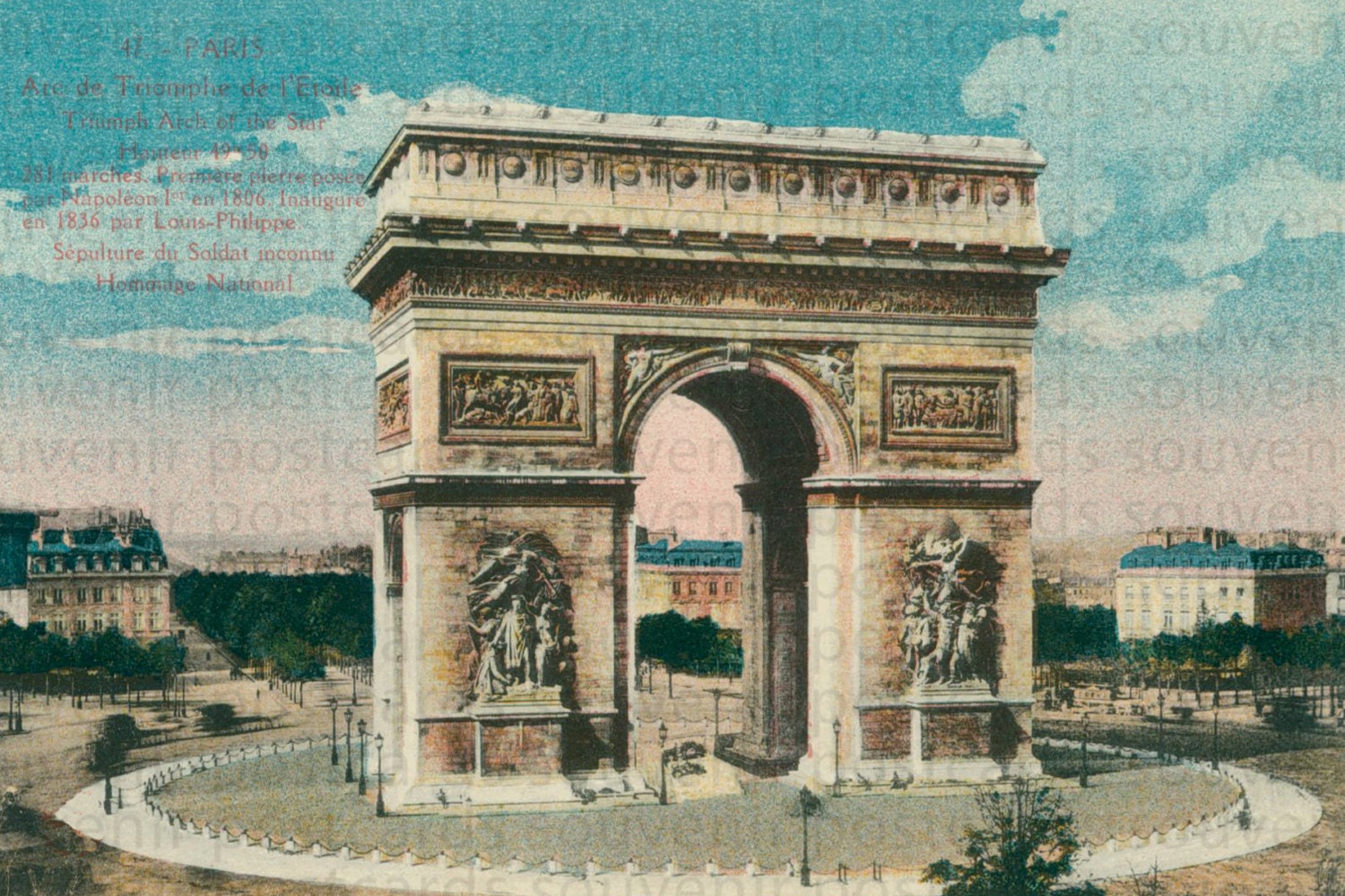 Eiffel Tower Postcard, Arc De Triomphe Postcard, Notre Dame Postcard