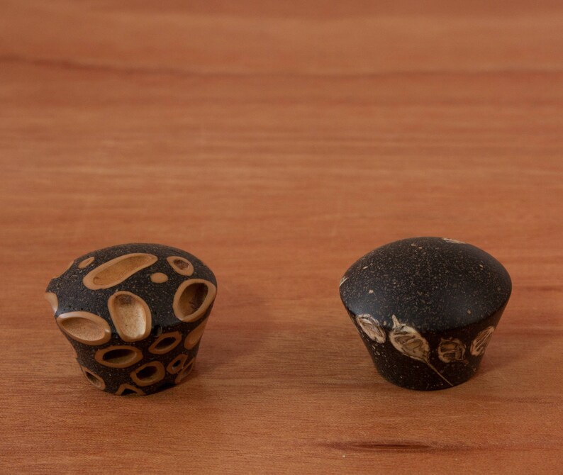 Set of Two Unique Knobs Handmade Wood Turned Drawer Etsy
