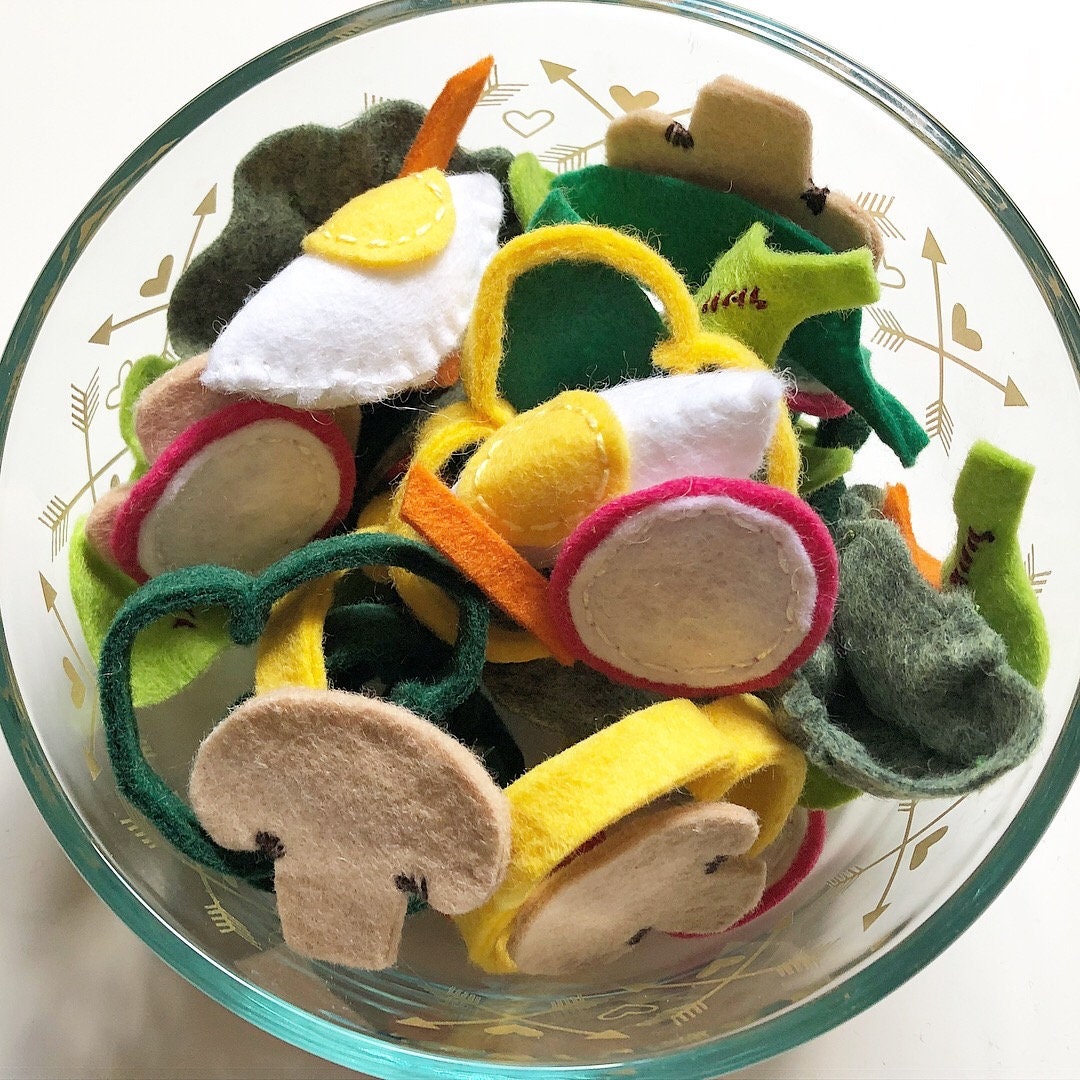Pretend Play Toys & Games Toys Felt Food Felt Salad 20 Piece Pretend