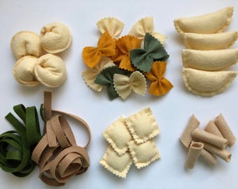 felt pasta set of 3, felt pasta, felt food, play food, Montessori toy, Waldorf toy, Pretend food, kid's Kitchen toys, Playhouse, fake food
