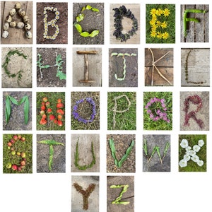 Natur Alphabet Karten druckbare digitaler Download Natürlich früh Jahre Ressourcen EYFS Kinder Alphabet Bilder Montessori