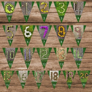 Cartões de estamenha com números da natureza, 0-20 bandeiras, recursos matemáticos para crianças, cartões numéricos reggio eyfs naturais