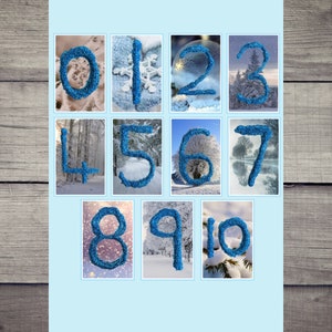 Winter number poster A4 0-10 printable EYFS resource Montessori Reggio inspired