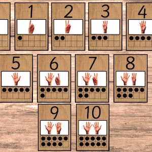 Tens frame number cards printable 0-10 subitising numeral fingers counting flash cards maths display resource eyfs maths mastery