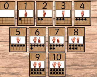 Tens frame number cards printable 0-10 subitising numeral fingers counting flash cards maths display resource eyfs maths mastery