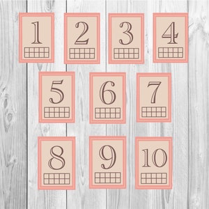 Zehnerrahmen Zahlenkarten 1-10 digitaler Download Montessori Reggio inspiriert Mathe Beherrschung
