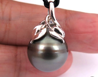 Sterling Silver Ring W Beautiful 12.0mm Genuine TAHITIAN South Sea PEARL #SR227