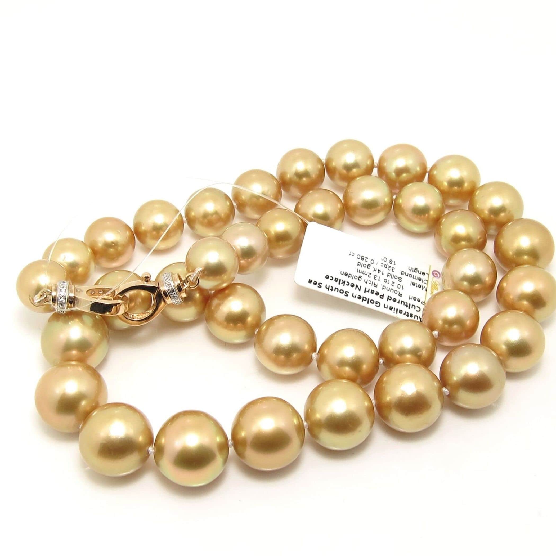 Collier En Perles Des Mers Du Sud Dorées - Argent Fin - Fait Main 2019 - Neuf Avec étiquettes