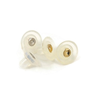 14K Gold Silicone Earring Back, 11mm in Diameter, Extra Large Stud Earring Findings, Yellow Gold, White Gold #229