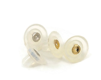 14K Gold Silicone Earring Back, 11mm in Diameter, Extra Large Stud Earring Findings, Yellow Gold, White Gold #229