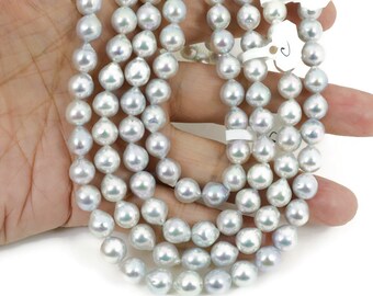 7.5～8mmアコヤ真珠シルバーグレー強光沢ネックレス（鑑定書付き