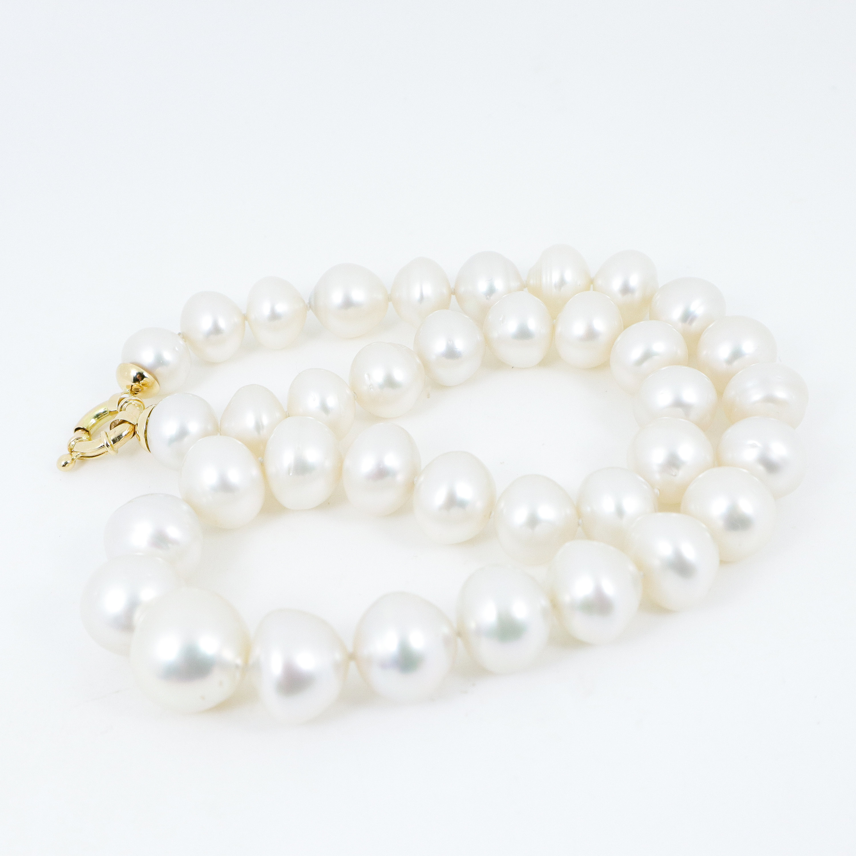 19インチ 純正ホワイト南洋真珠ネックレス、11.6～16mm オーストラリア