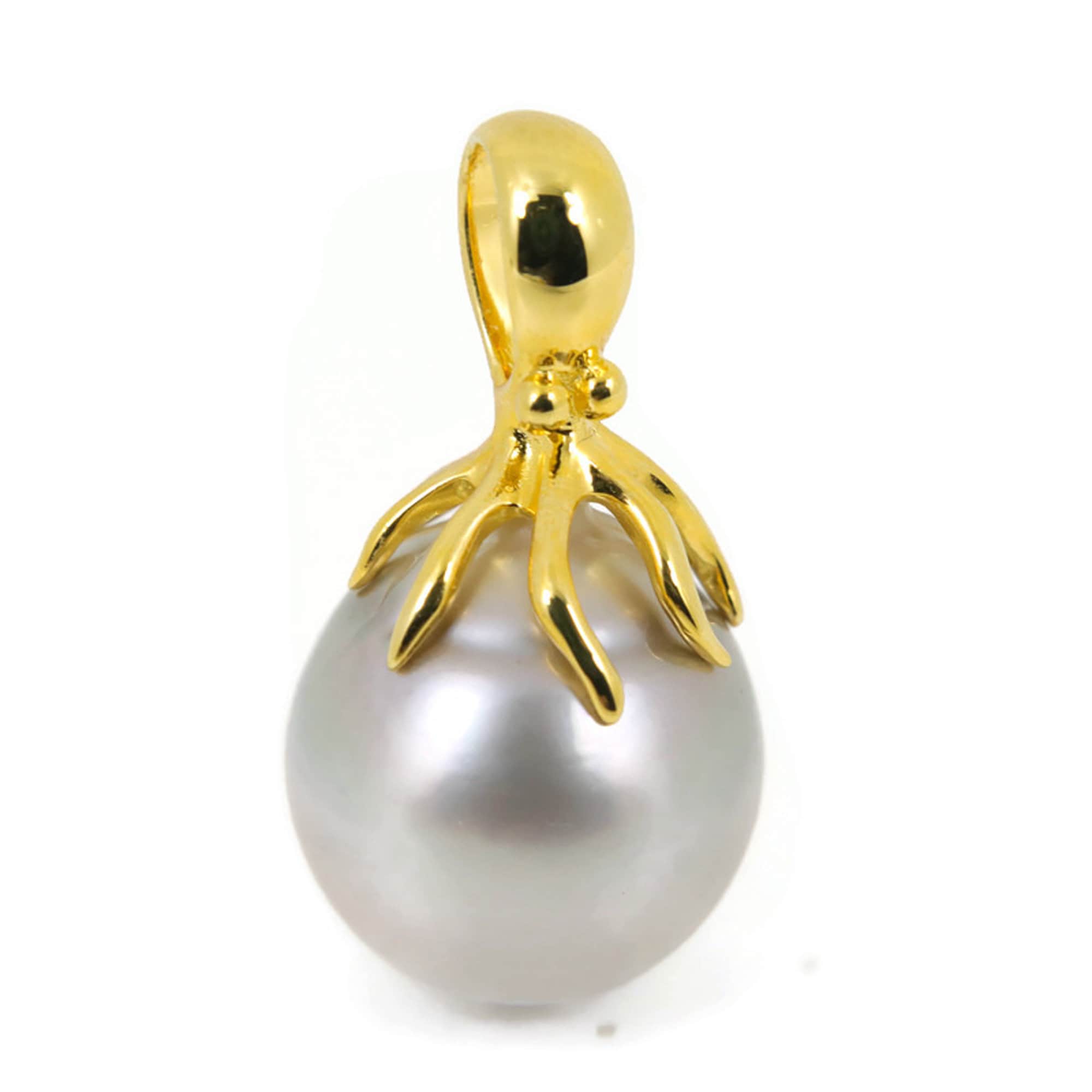 Enormous 15 X 17mm Tahitian Cultured Pearl OCTOPUS Pendant, 925