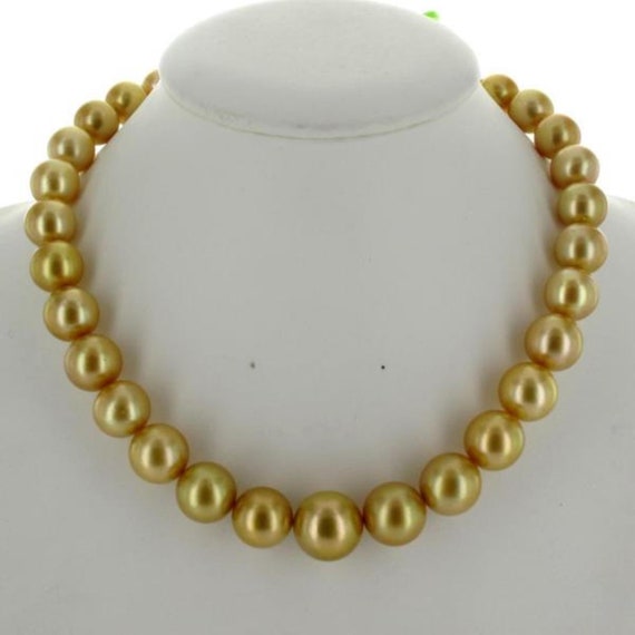 Natural Gold South-Sea Pearl Necklace with Diamond Clasp