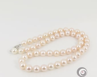 Genuine AKOYA Pearl Necklace, 7.5* 8mm Japanese Saltwater Pearls, 14K Solid Gold Clasp #AN138